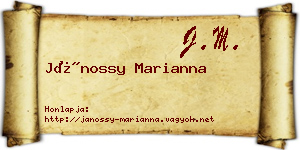 Jánossy Marianna névjegykártya